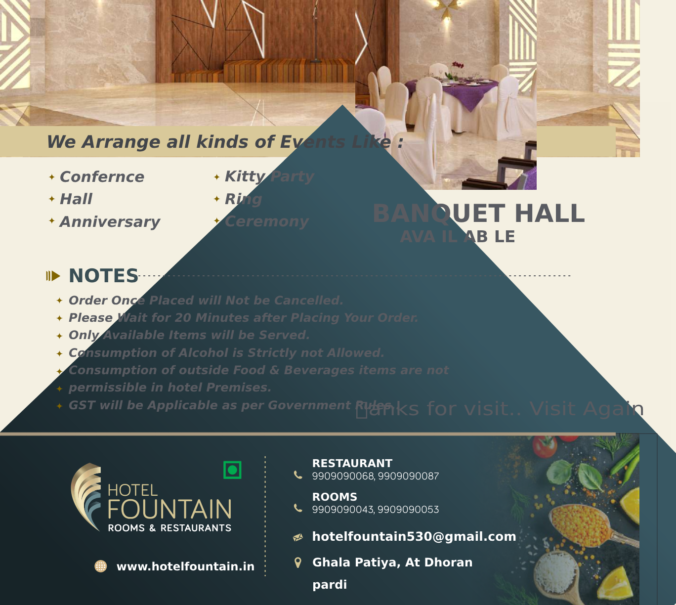 fountain hotel anand menu